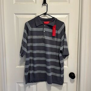 Emanuel Ungaro Polo Gray striped Linen short sleeve shirt Size XL